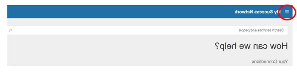 screenshot of Starfish My Success Network web page with three-line menu icon circled in red